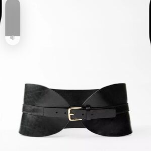 Zara Black Leather Statement Belt